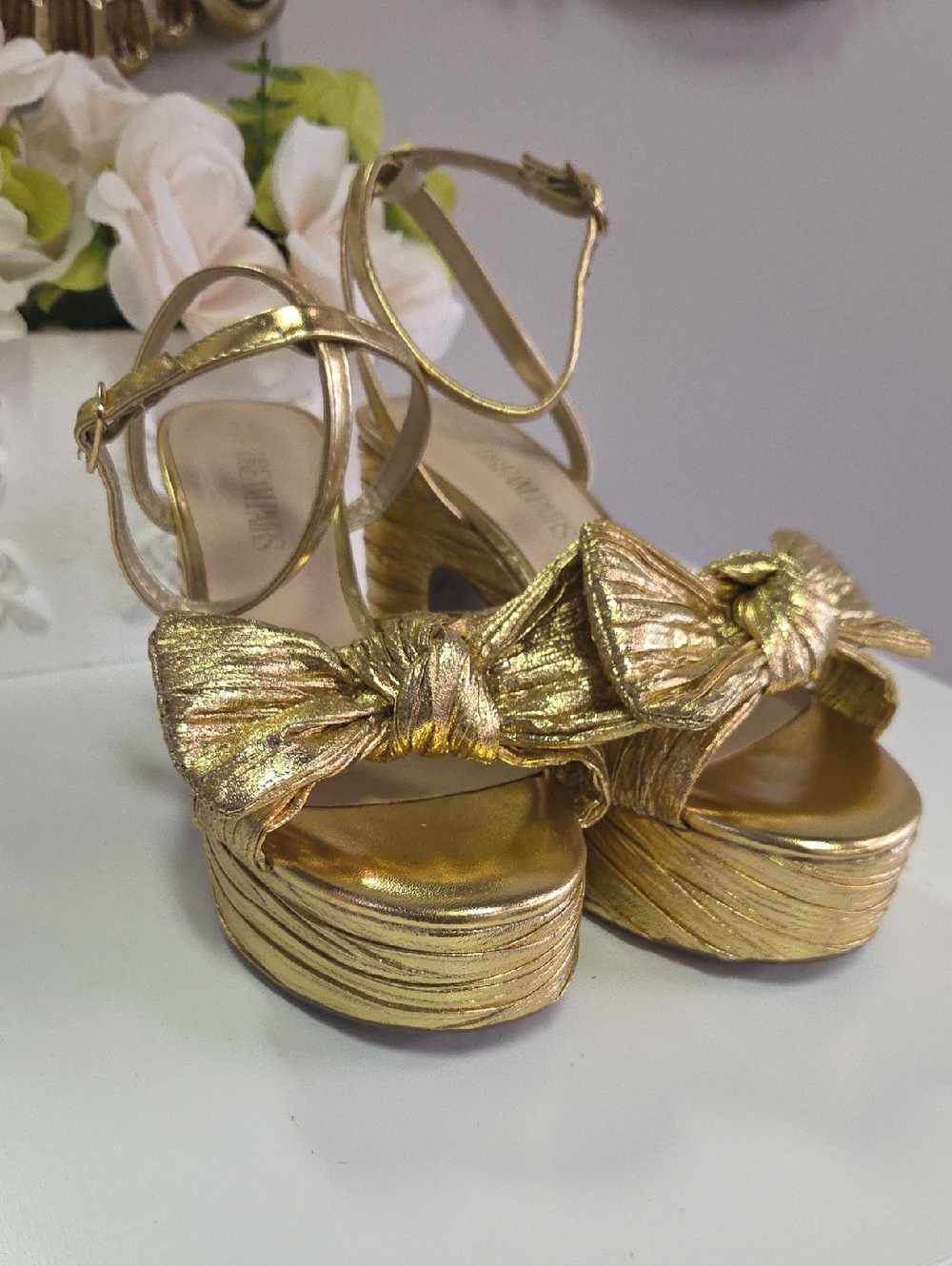 Dream Pairs Metallic Gold Knot Platform Sandals